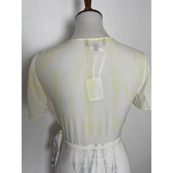 Aakaa Wrap Dress Midi Hi-lo Multicolor Tie Dye Print - Picture 8 of 10